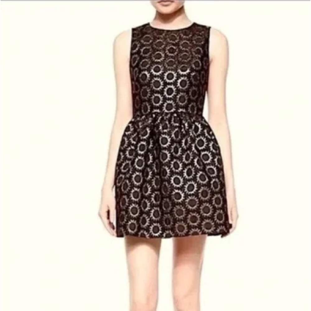 Red Valentino Gathered Sun Barcode Dress Black Gold 40